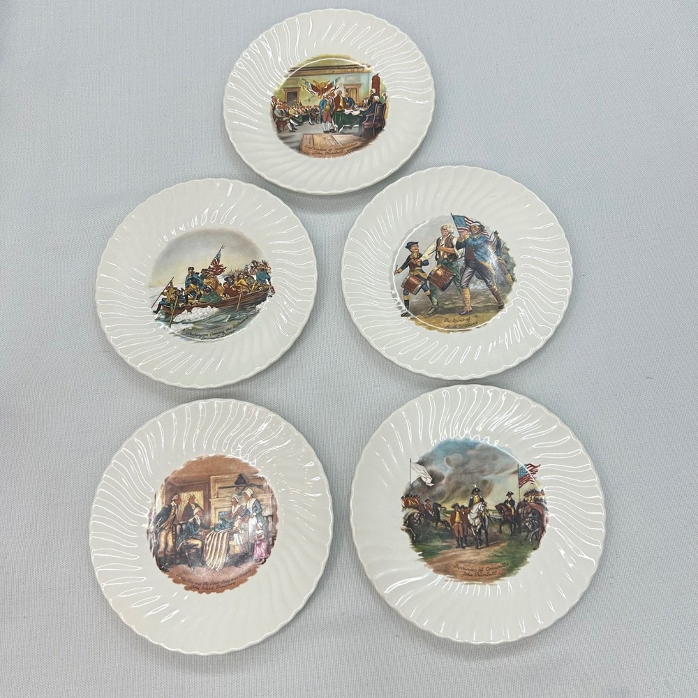 Set of 5 American Revolution Collector Plates Washington Betsy Ross Spirit of 76